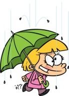 Colorful girl with the umbrella clipart