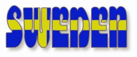 inscription Sweden in flag color