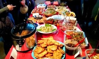 delicious hot dishes on the festive table