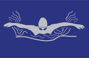 silhouette of a swimming man