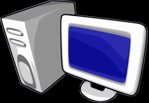 drawn retro computer on black background