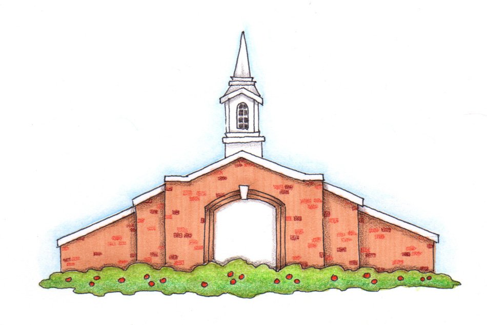 Colorful drawing of the church with the wall clipart