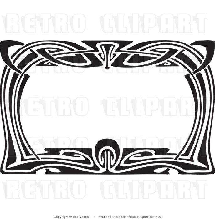 Art Deco Border Clip Black And White