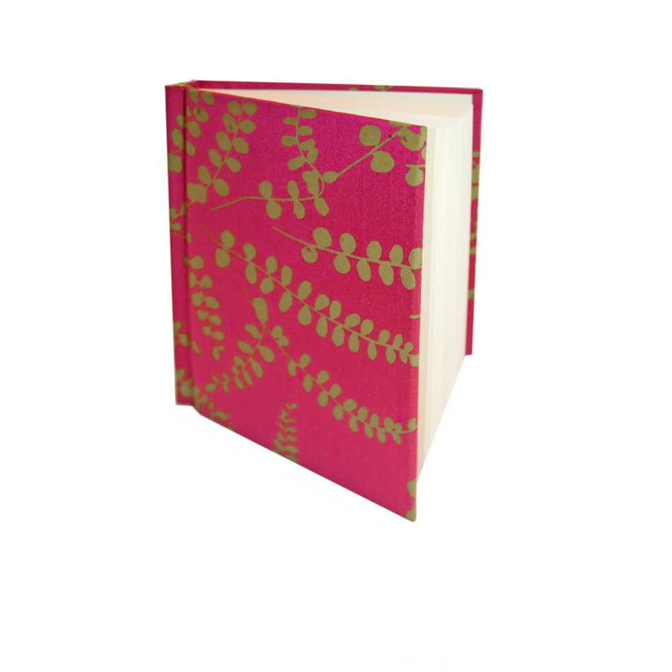 Small Notebook in pink cover with fern leaves