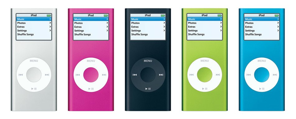 iTouch of different colors on a white background