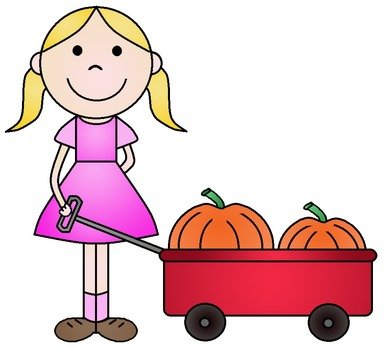 little girl with pumpkins as a graphic image