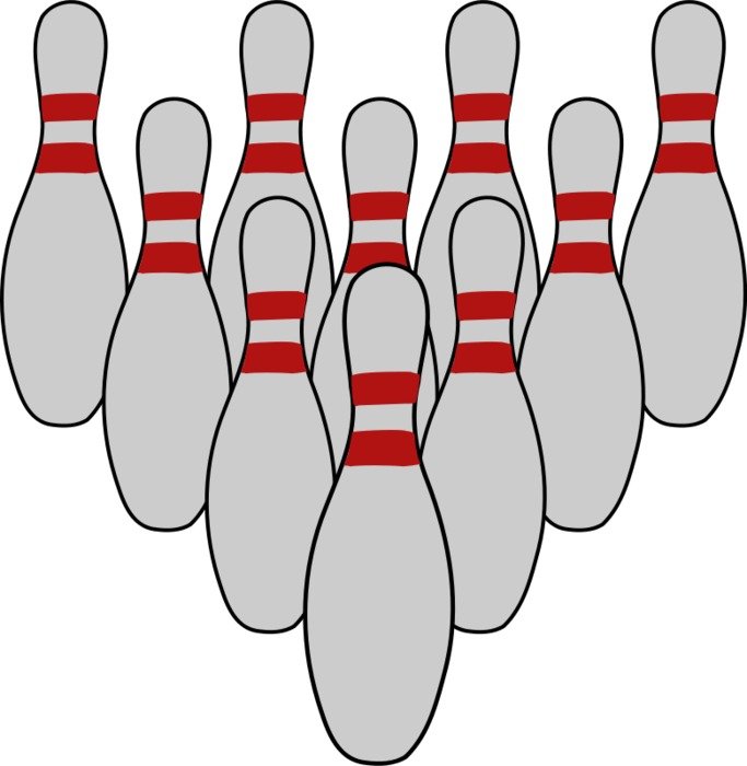 lots of gray pins for bowling