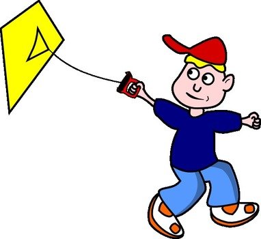 Girl Flying Kite Clip Art N4