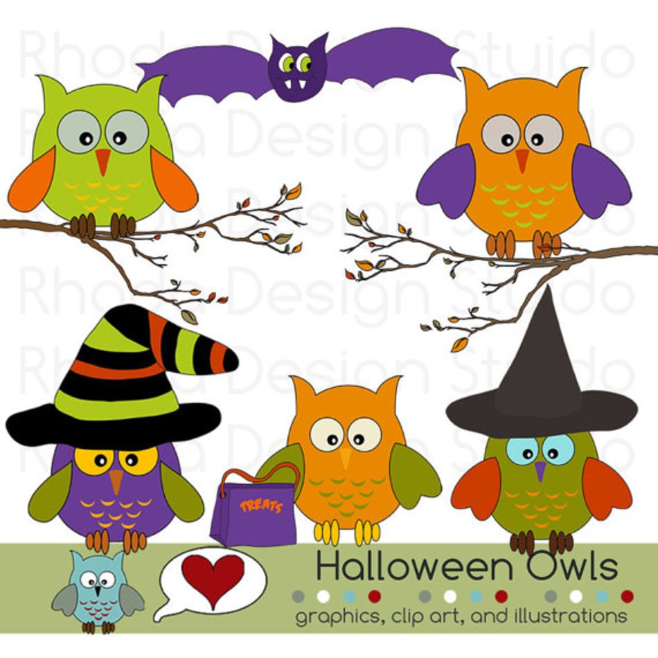 Cute Halloween Owl Clip Art N2