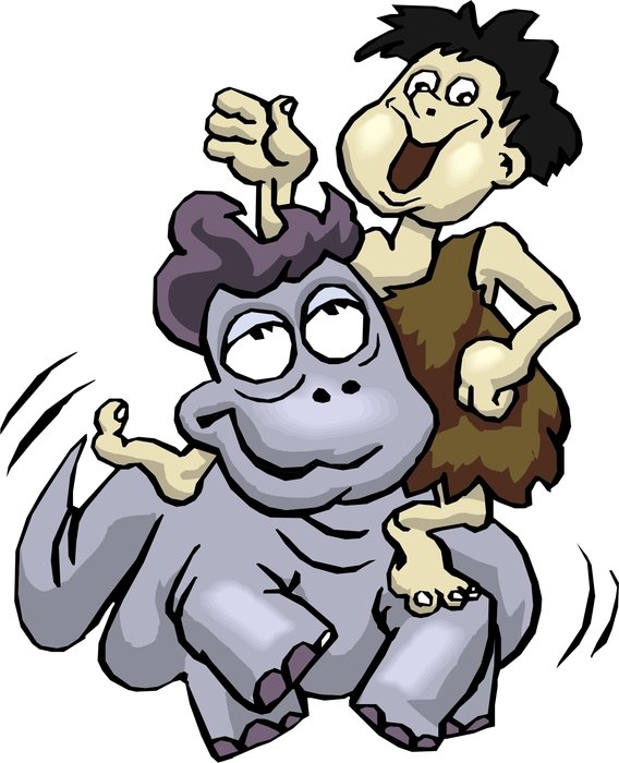 drawing of Man Riding Dinosaur