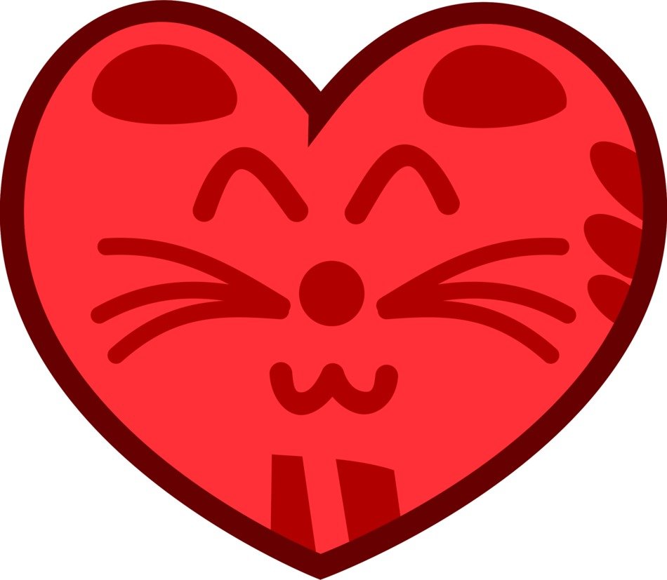 Cat face in red Heart form