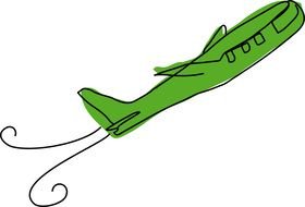 drawing of a flying green plane