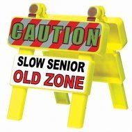 caution, slow senior, old zone, plastic fence, render