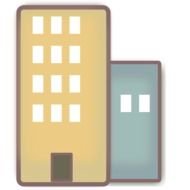 two abstract modern Buildings, drawing