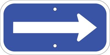 right arrow on blue rectangular sign