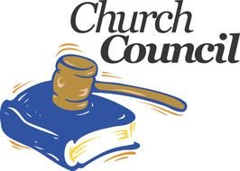 Church Council, banner with book and gavel