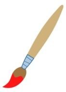 Paintbrush with bright red paint