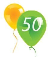 50th Birthday, two balloons, Clip Art