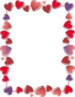 Valentineâs day page Border with colorful Hearts