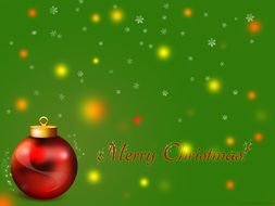 green background with glare of light with a red toy