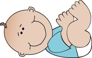 Cartoon smiling Baby Boy lays on his back