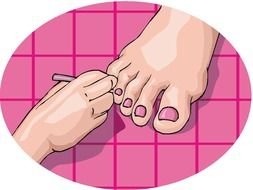 drawing of a pedicure in a circle