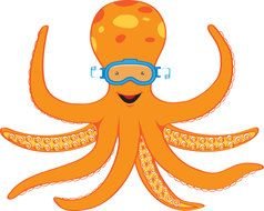 Clip art of the orange octopus