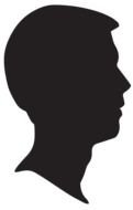 black silhouette of a male head as a graphic illustration