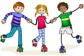 drawn friends on the ice skates
