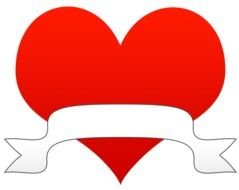 painted red heart and white banner