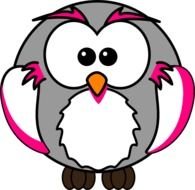 Grey And Pink Owl Clip Art