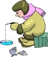 winter fishing as a graphic illustration