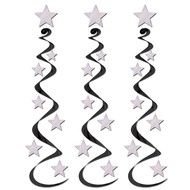 decorative ornament with gray stars and black ribbons