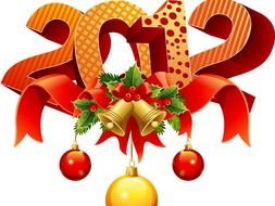 red Happy New Year 2012 drawing