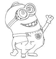 merry minion as a black and white graphic illustration