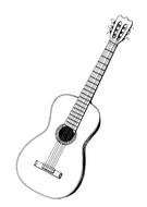 Black and white drawing of the wooden guitar clipart