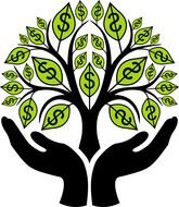 clipart tree in the hands of man