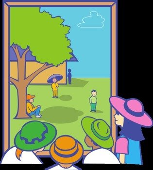 Children Looking Out Window Clip Art