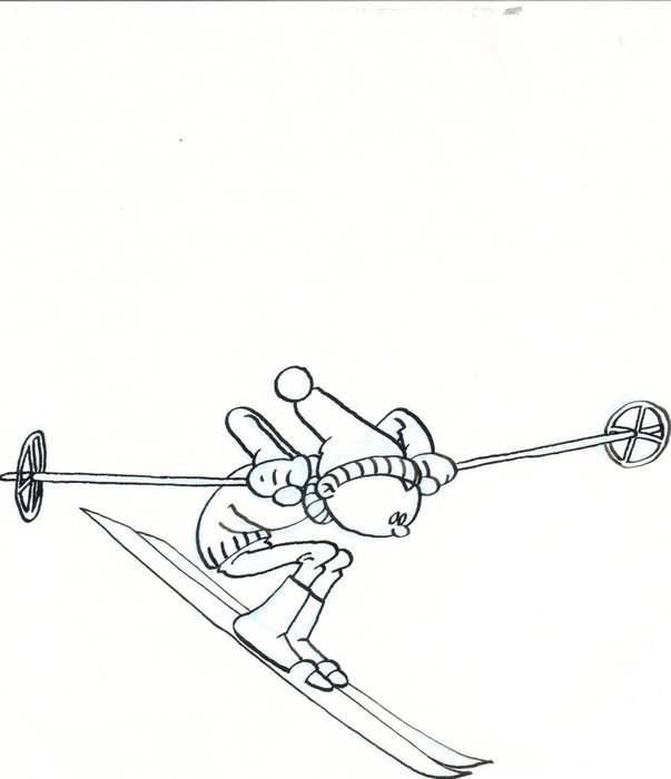 clipart of funny skier with sticks