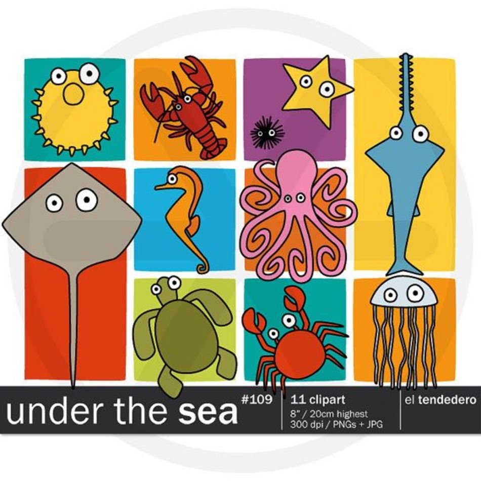 Under The Sea Clipart Pack With Illustrations Octopus Horse