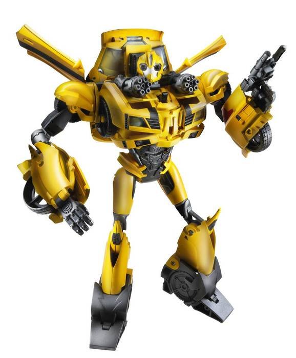 yellow bumblebee toy on a white background