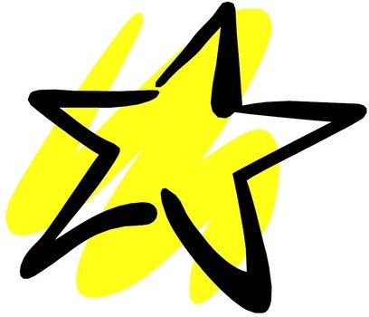 painted star painted with yellow felt-tip pen