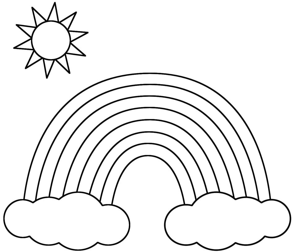 sun above Rainbow, Coloring Page