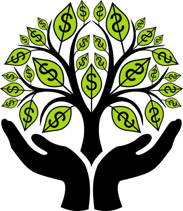 clipart tree in the hands of man