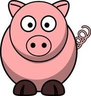 Cartoon pig with swirl tail