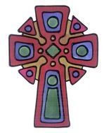 painted multi-colored celtic cross