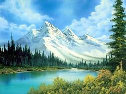 student drawing of the snowy Alps