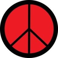 Clip art of black and red Peace Sign