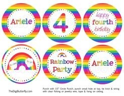 Rainbow Party Personalized 35 Hanging Ceiling Circles