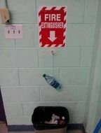 funny fire extinguisher on the wall